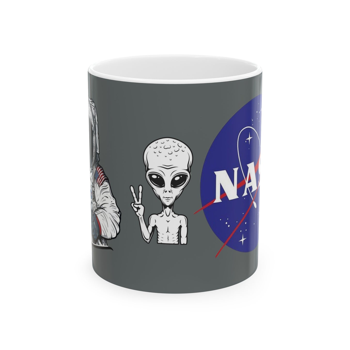 Nasa Alien Mug 11 Ounces Dark Grey