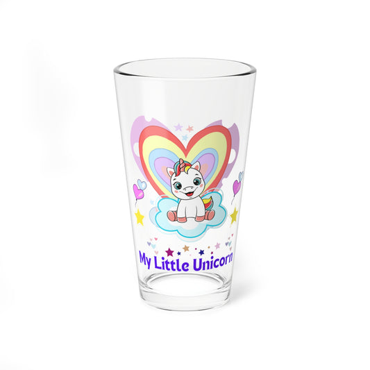 My Little Gold Star Unicorn Mixing Glass 16 Ounces White