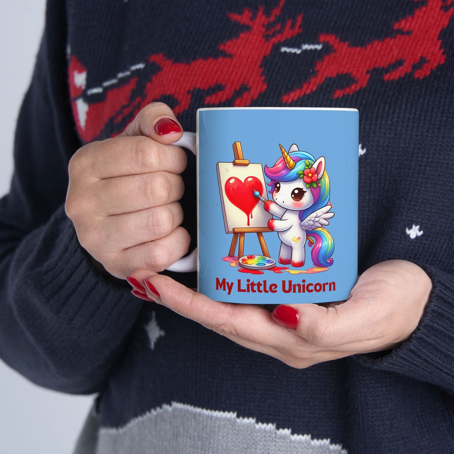 My Little Unicorn Heart Mug 11-15 Ounces Light Blue