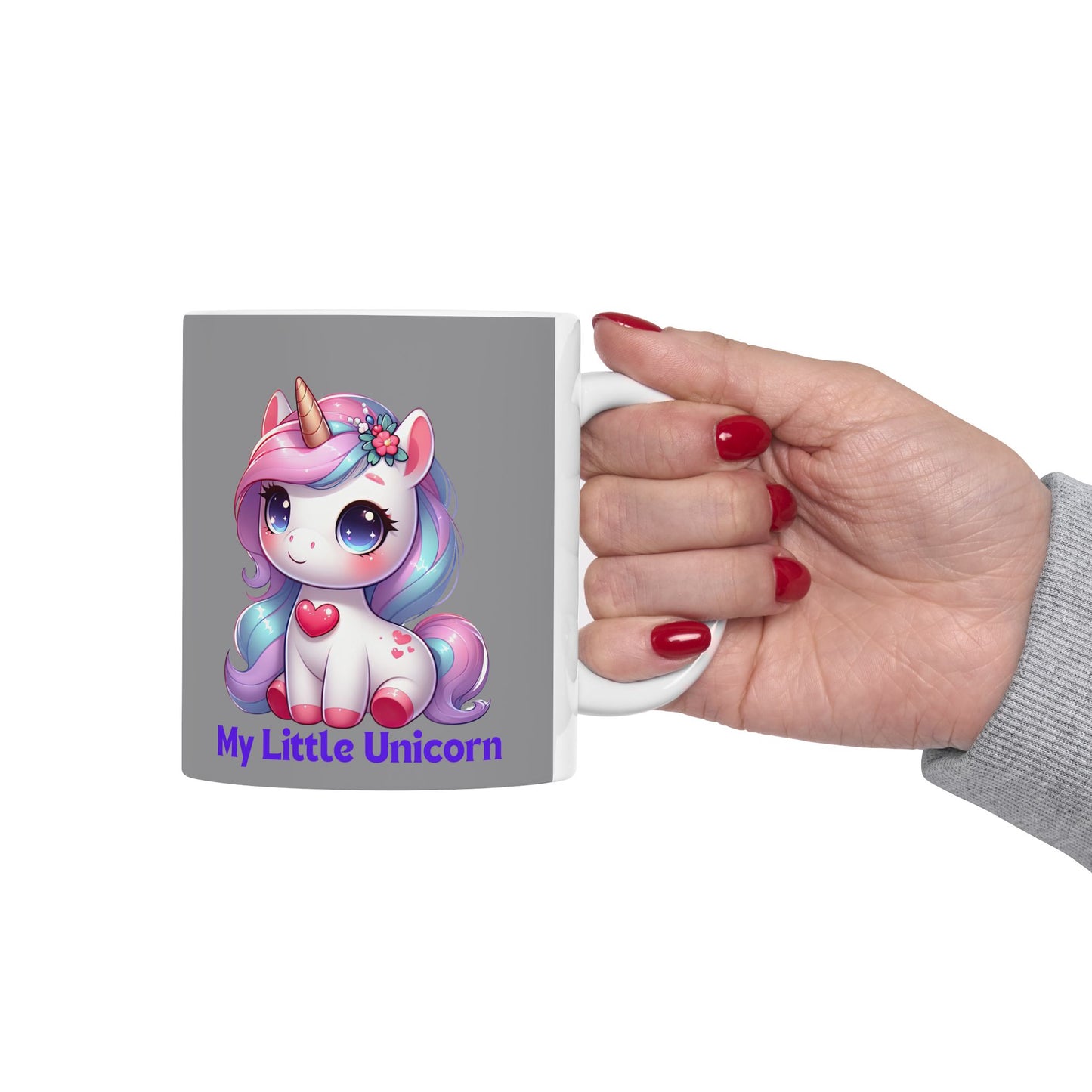 My Little Unicorn Heart Mug 11-15 Ounces Grey