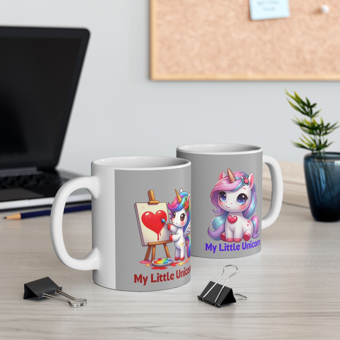 My Little Unicorn Heart Mug 11-15 Ounces Light Grey