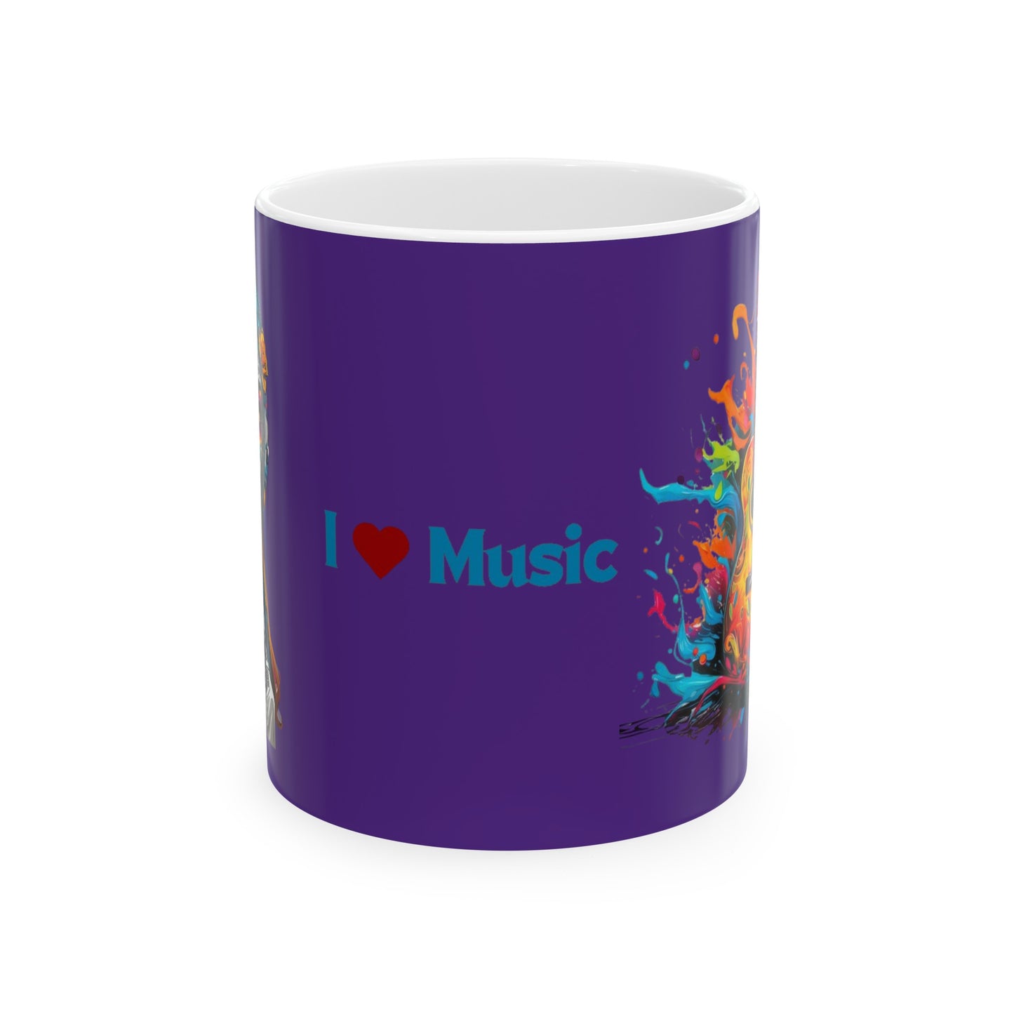 I Love Music Mug 11 Ounces Purple