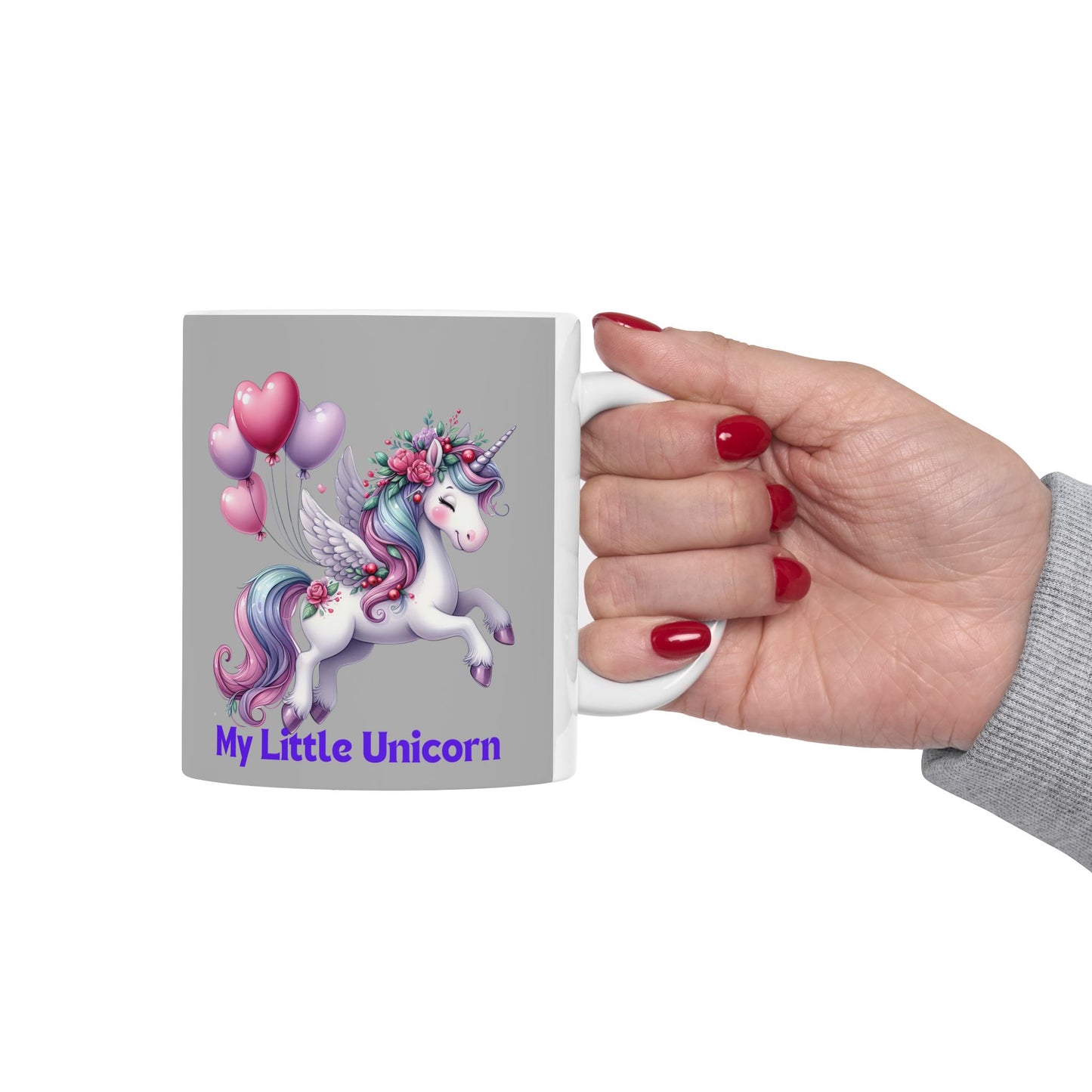 My Little Unicorn Horse Mug 11-15 Ounces Light Grey