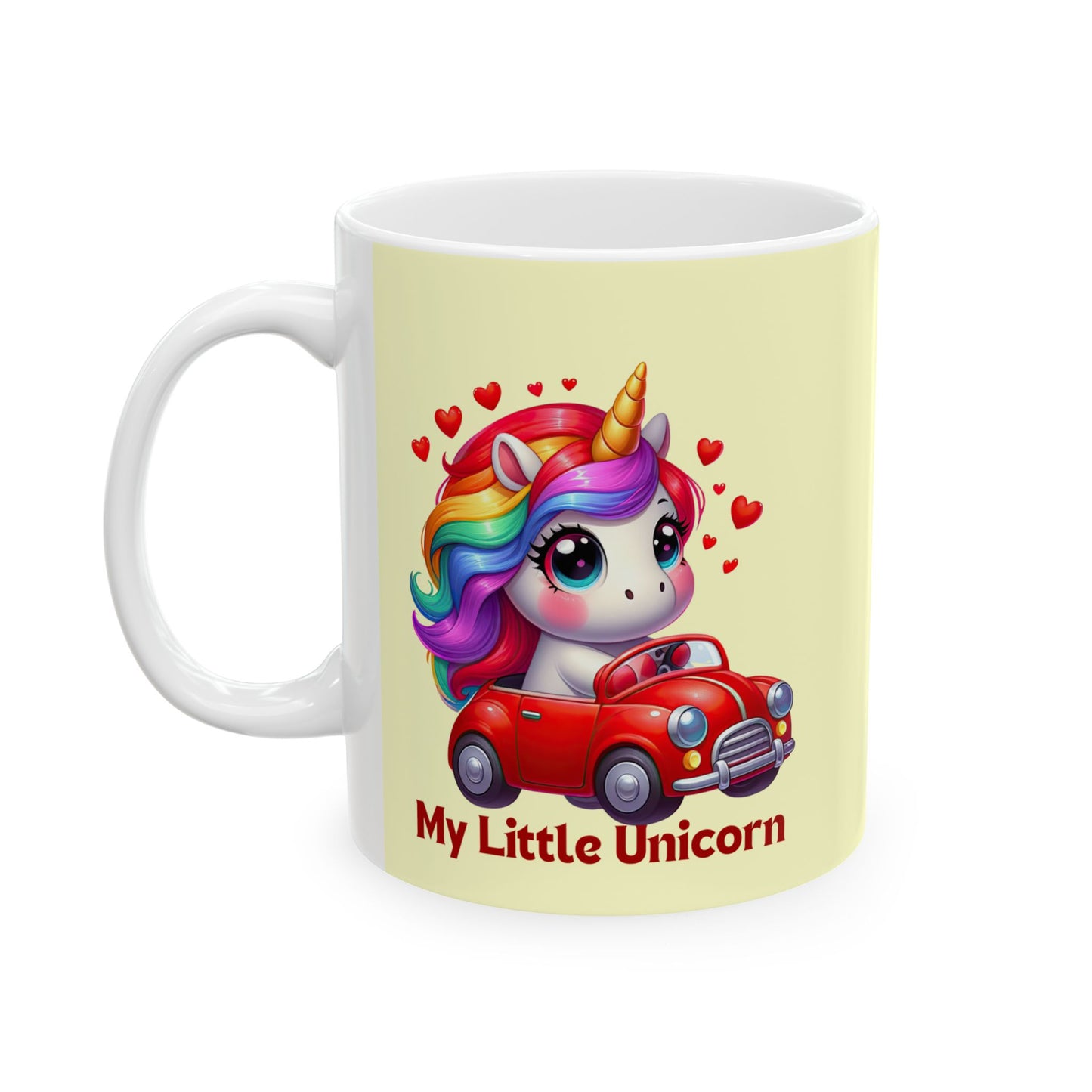 My Little Unicorn Red Car Mug 11-15 Ounces Yellow
