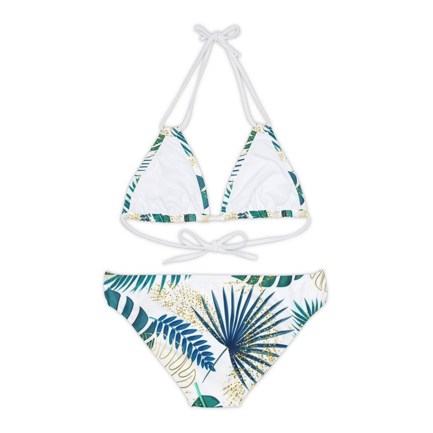 Leaves Strappy Bikini Set Sand